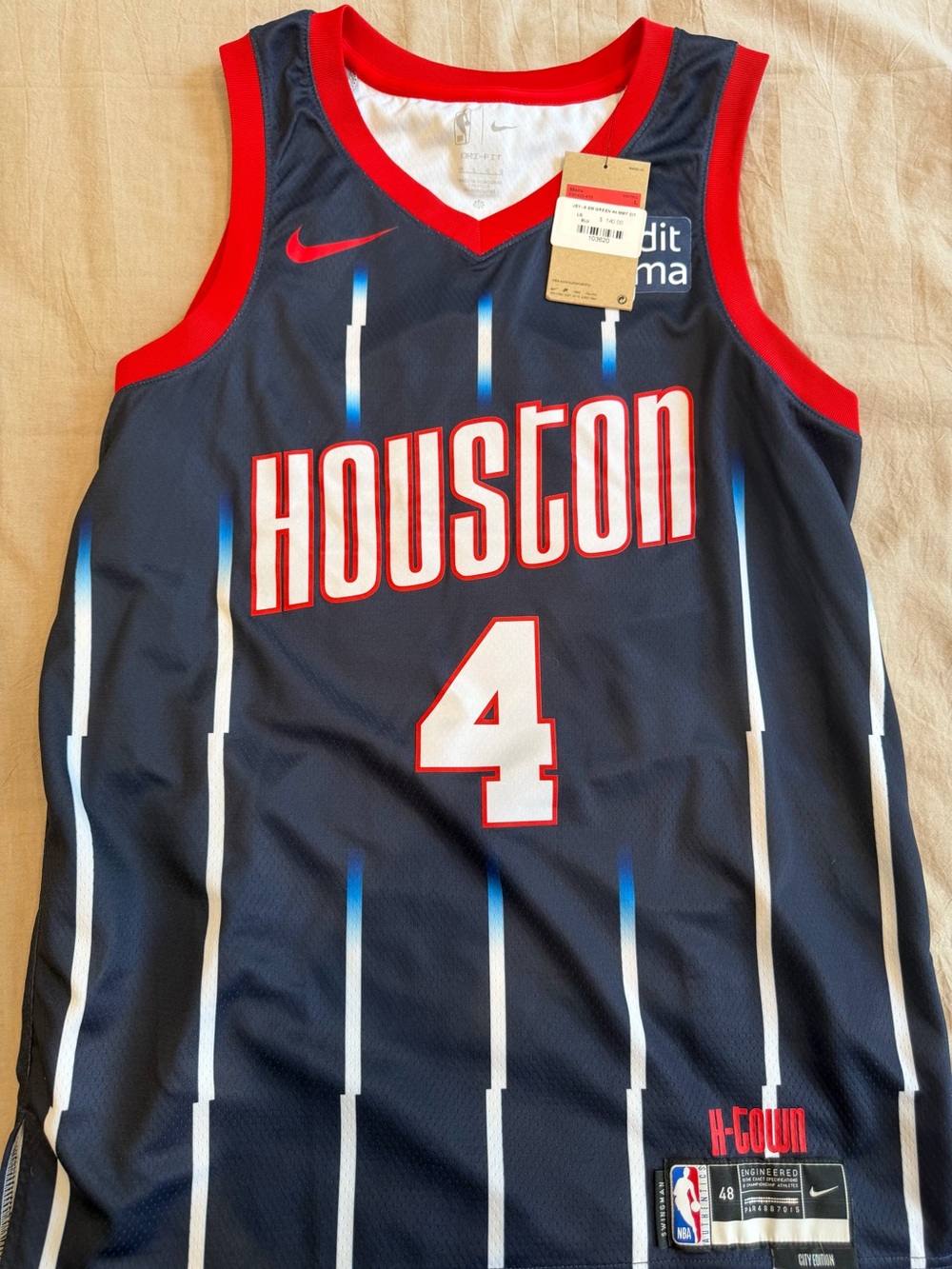 New With Tags Nike Houston #4 Navy Basketball Jersey